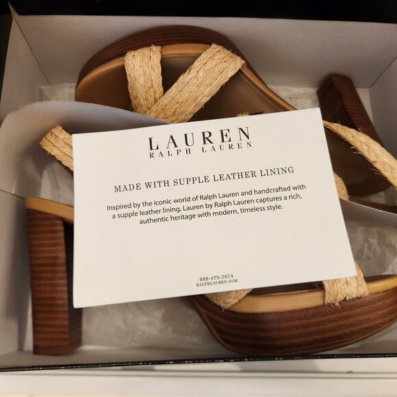 Ralph Lauren "Sasha" Raffia Platform Sandals. NIB. Size Various - Picture 12 of 13